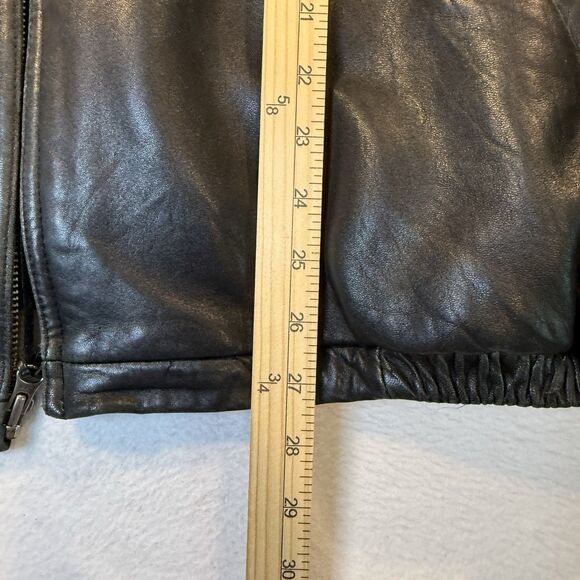 American Classics Men's Size XXL Black Leather Quilt Lined Bomber Jacket Pockets - Picture 13 of 16